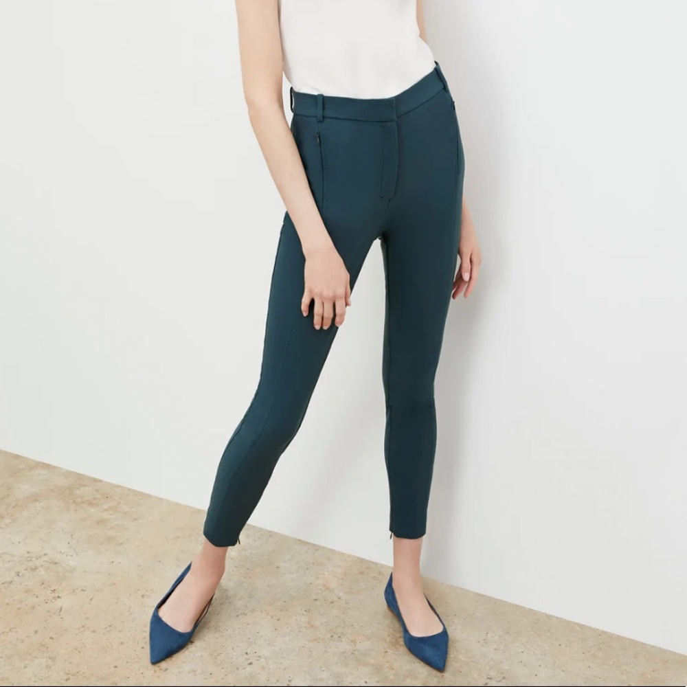 Slim Ankle Ponte Pants - Teal